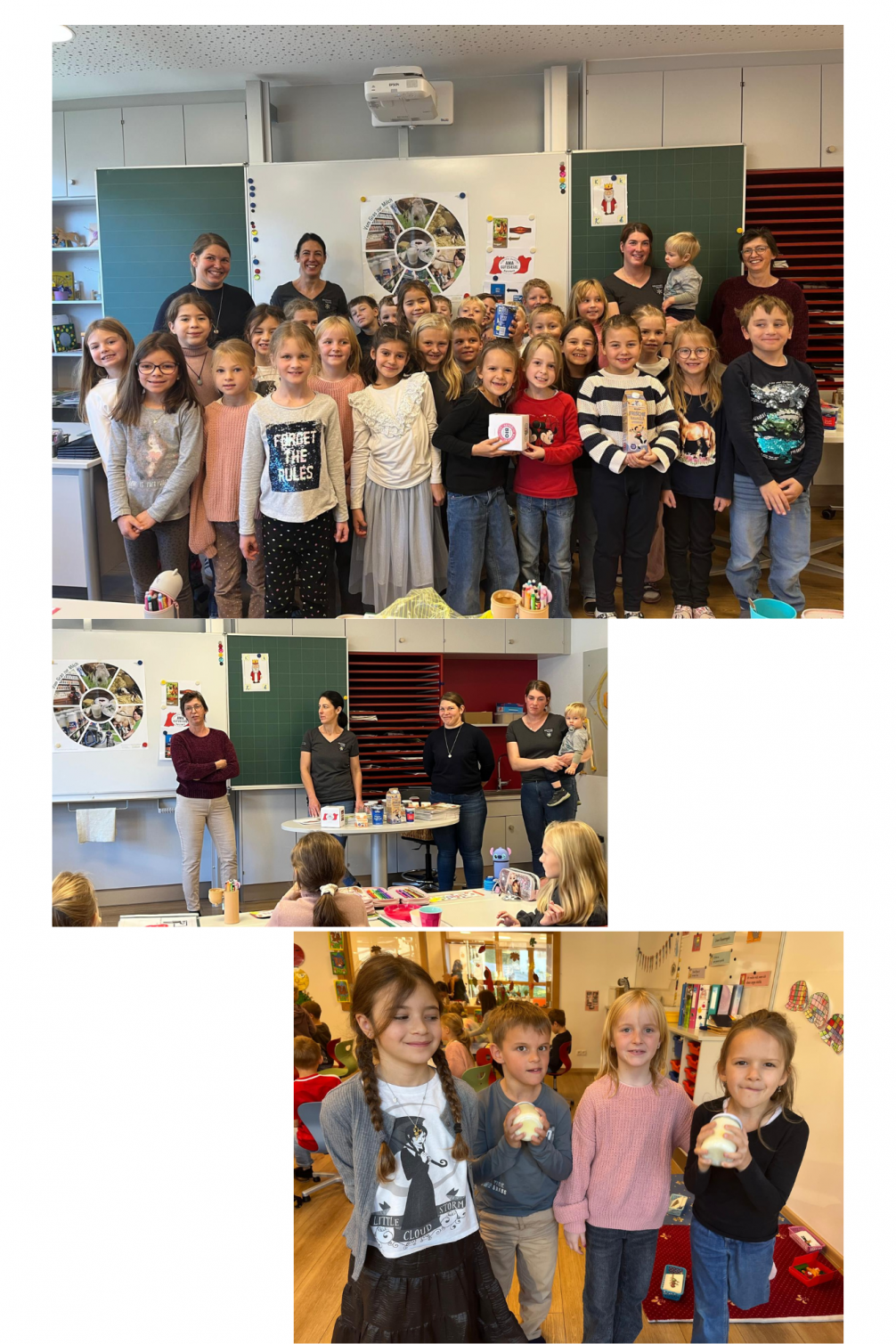 Schüler:innen mit den Bäuerinnen