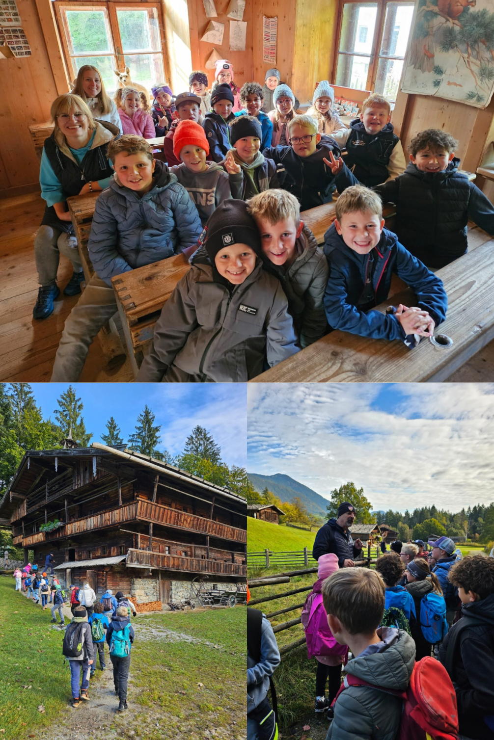 Schüler:innen beim Besuch im Museum der Tiroler Bauernhöfe 